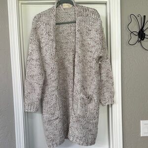 Dreamers Cream Marled Open-Front Chunky Cardigan M/L